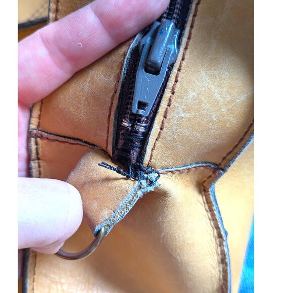 Vintage caramel leather crossbody laptop bag, 1970s 2-way bag business attache - Picture 10 of 10